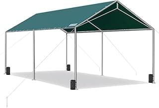 Quictent 10x20 ft Heavy Duty Car Canopy Galvanized Frame Carport Outdoor Party Tent Boat Shelter with 3 Reinforced Steel Cables - Green