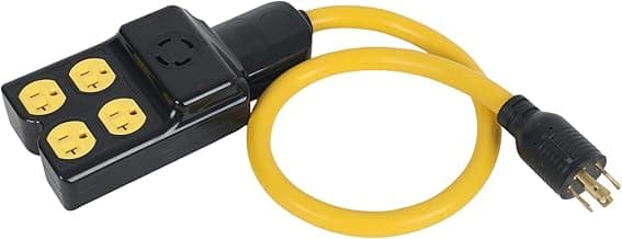 NEMA L14-30P to (4) 5-20R 5-15R & L14-30R Generator Adapter, 4 Prong L14-30 Twist Locking Generator Male Plug to 15 Amp 20 Amp 30 Amp Female Receptacle, Generator Adapter Extension Cord
