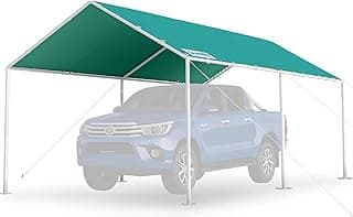 Quictent 10x20 ft Heavy Duty Carport Canopy Galvanized Car Tent Outdoor Garage Boat Shelter with Reinforced Structure, No Sidewall - Green