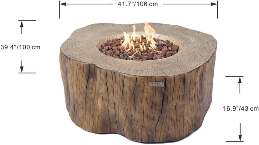 Manchester Concrete Fire Pit 42" x 39" Outdoor Patio Firepit Includes Lava Rocks Modern Fire Pits & Outdoor Fireplaces for Garden, Deck, Indoor & Outdoor Heating
