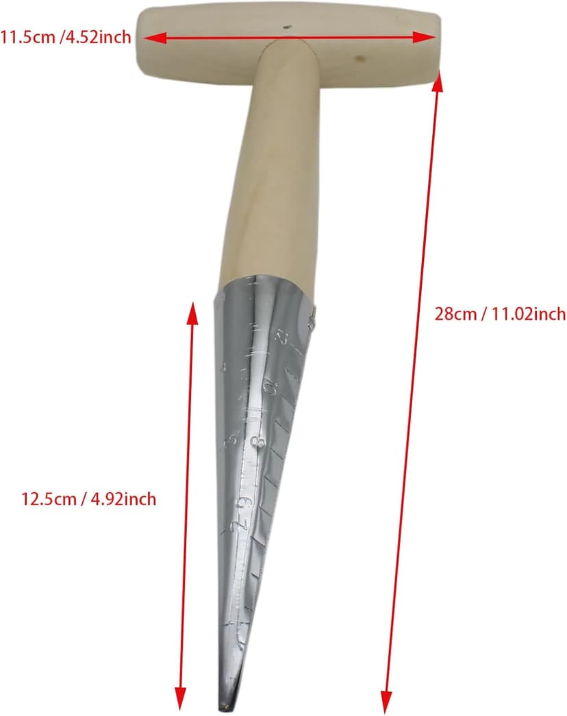 Garden Hand Dibber Seed Planter Tool Stainless Steel Sow Dibbler with Wooden Handle Garden Hole Punch Dibbler Tool for Sowing Seed (1pcs)