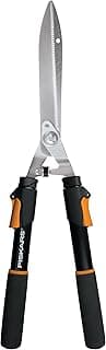 Fiskars Power-Lever Hedge Shears - 25"-33" Extendable Handle - Plant Cutting Scissors - Yard and Garden Tools - Orange/Black