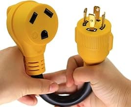 30 Amp Generator to RV Power Adapter,4-Prong 125/250V Male Locking Plug to Run 30A RV Camper Trailer - NEMA L14-30P to TT-30R RV Extension Cord,30 Amp 125V RV Outlet,STW10/3,12-inch