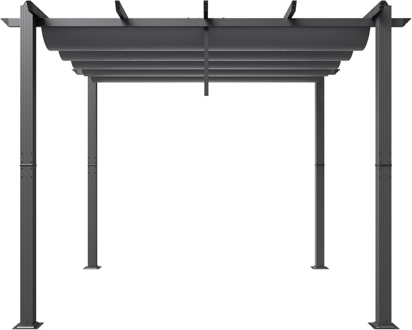 VEVOR 10'x10' Outdoor Retractable Pergola with Canopy, Aluminum Pergola with Retractable Canopy, Modern Style, Sun Shade for Patios, Gardens, Decks, Backyards (Gray)