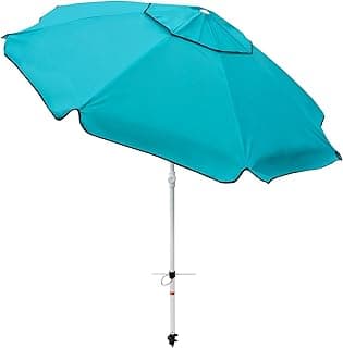 Abba Patio 7ft Beach Umbrella with Adjustable Tilt, UPF 30+ Protection, Carry Bag, Heavy Duty Outdoor Sun Shade for Pool, Garden, Patio and Beach, Lake Blue