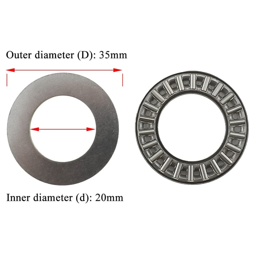 AXK2035 2AL Thrust Needle Roller Bearings with Washers 20mm Bore 35mm OD 2mm Width Balance Smooth Riding Lawn Tractor Lighter Steering Save Effort Easy Get Around Trees and Obstacles 2Sets