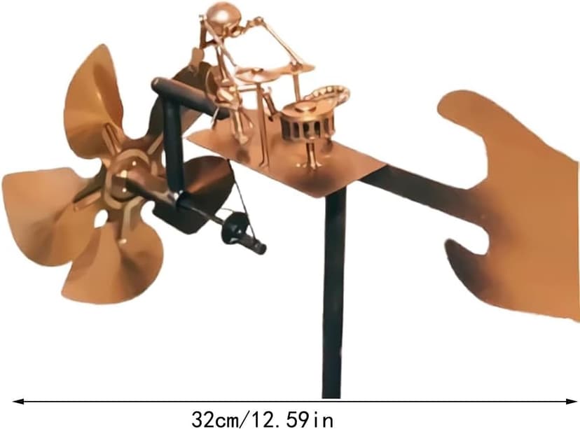 Handmade Metal Drummer Windmill, Drummer Windmill Garden Decoration, Percussionist Music Figurines,Fun Wind-Powered Sculpture Home Decor