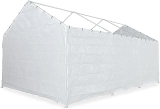 Abba Patio Carport Replacement Sidewall Tarp for 10×20, 8 Legs Carport Frame Tent Garage, White(Top and Frame Not Included)