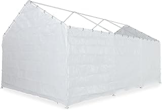 Abba Patio Carport Replacement Sidewall Tarp for 10×20, 8 Legs Carport Frame Tent Garage, White(Top and Frame Not Included)