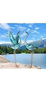chisheen Outdoor Garden Crane Statues and Sculptures Metal Yard Art Statue for Garden Decoration Large Size