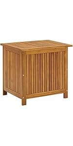 vidaXL Outdoor Storage Box, [Load Capacity Gallon] Deck Box with Gas-Lift Lid, Storage Chest with Water-Resistant Zippered Bag Inside, 68.9''x19.7''x22.8'', Solid Acacia Wood