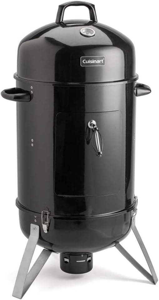 Cuisinart 16” Vertical Charcoal Smoker, Integrated Thermometer, Water Bowl and Dual Vents Perfect for Smoked Brisket, Chrome Plated Grates Smoker Grill for BBQ, Camping, Tailgates