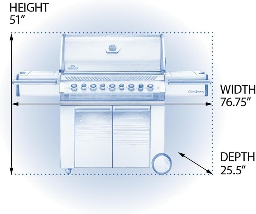 Napoleon PRO665RSIBNSS-3 Prestige PRO RSIB Natural Gas Grill, 665 sq.in. + Infrared Side and Rear Burners, Stainless Steel