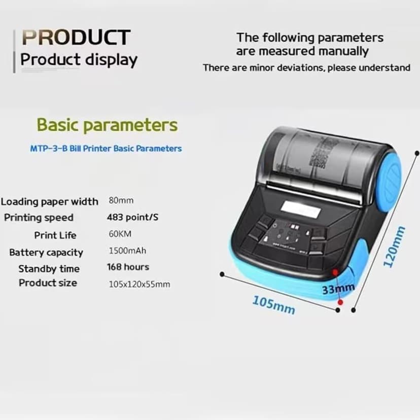 NOT for iOS/ipad/MAC/iPod, only Compatible with Android/Windows,80mm Portable Bluetooth Receipt Thermal Printer Wireless Ticket Bill Invoice pos Printer for Small Business