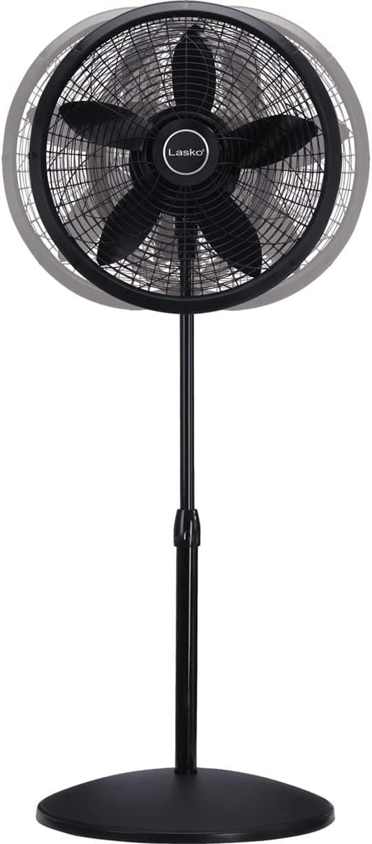 Lasko Oscillating Pedestal Fan, Adjustable Height, 3 Speeds, for Bedroom, Living Room, Home Office and College Dorm Room, 18", Black, 1827