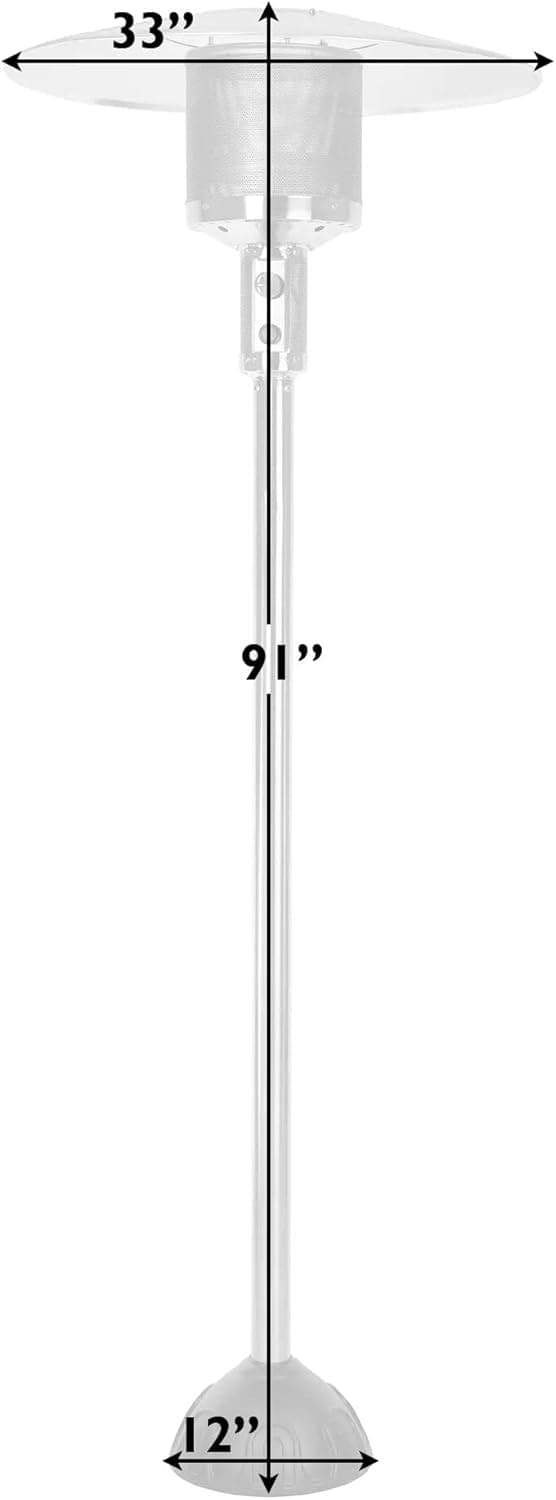 Fire Sense 61445 Natural Gas Patio Heater 45,000 BTU With Electric Ignition System For Residential - Stainless Steel