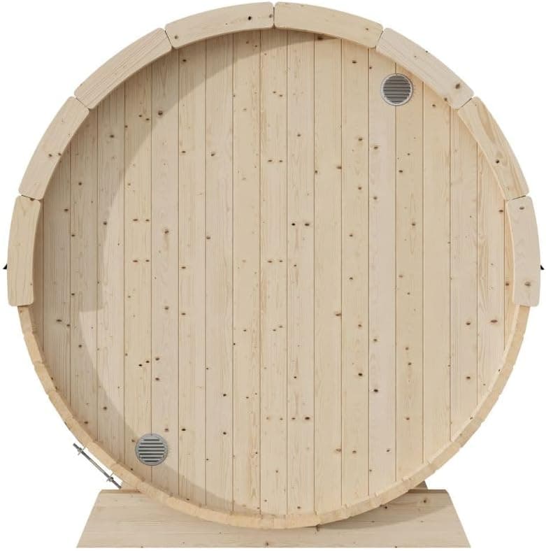 EuroSauna 2-Person Outdoor Barrel Sauna with Shingles, Lighting, & 6kW Harvia Sauna Heater, 81x59