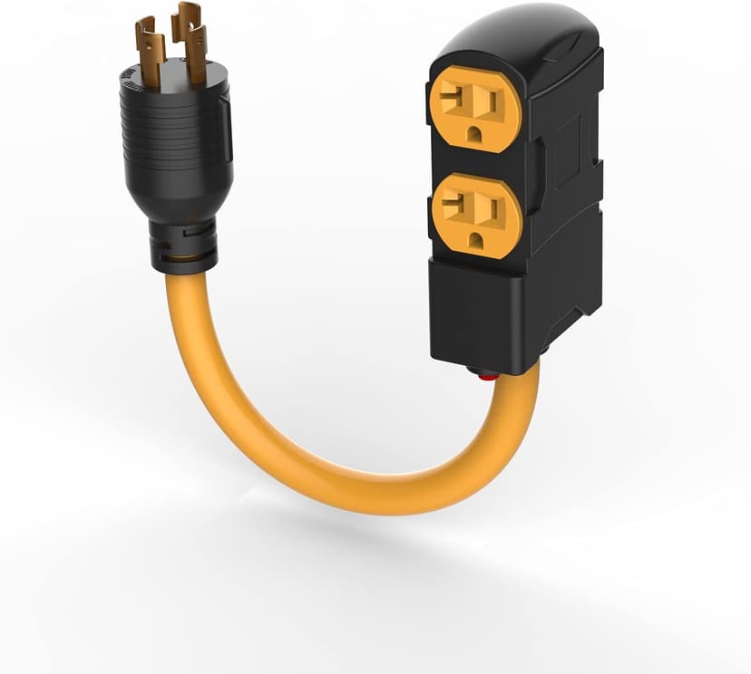 1.5Ft Generator Cord with Surge Protector Breaker,Heavy Duty Generator Locking Cord,NEMA L14-30P/Four 5-20R,4 Prong 10 Gauge Flexible Cable,Power Extension Cord, 30Amp 7500 Watts