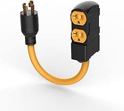 1.5Ft Generator Cord with Surge Protector Breaker,Heavy Duty Generator Locking Cord,NEMA L14-30P/Four 5-20R,4 Prong 10 Gauge Flexible Cable,Power Extension Cord, 30Amp 7500 Watts