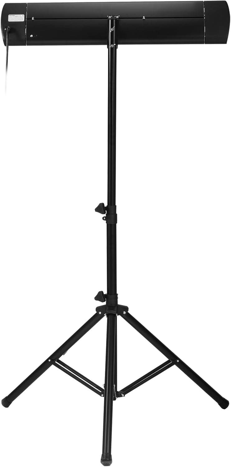 VEVOR Infrared Heater, 1500W Remote Control Electric Space Heater, LED Screen Patio Heater w/ 3 Speeds & Timer, Outdoor/Outdoor for Porch,Dining Room,Studio, with Stand & Mount to Ceiling/Wall,34in L