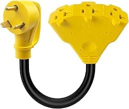 30 Amp to 110V 20 Amp RV Distribution Adapter,NEMA TT-30P Male to 3X5-15/20R Female RV Generator Adapter Cord,30 to 20Amp 125V 3-Prong to Multiple Household Outlet Adapter Cord 1.6FT