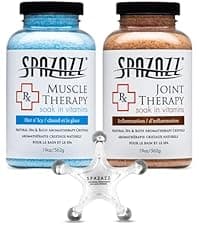 Spazazz Aromatherapy Spa and Bath Salts Crystals RX Therapy Collection 2 Pack Bundle- One 19 Oz Jar Each Spazazz Muscle Therapy and Joint Therapy- Dead Sea Bath Salt Crystals