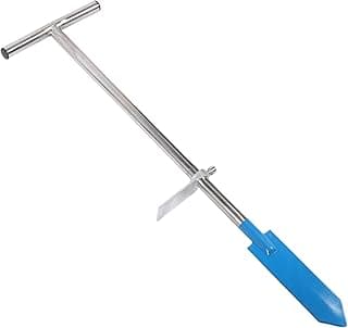 Hand Dibber, Garden Dibber Bar with Foot Pedal, T Handle & 8.5in Blade, Stainless Steel Planting Bar, Long Dibbler Garden Tool for Digging, Transplanting, Gardening, Planting(Blue)