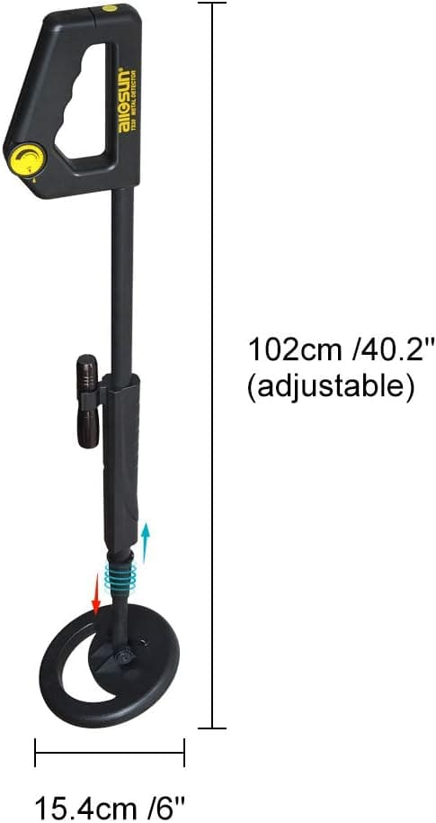 allsun Beach Metal DIY Beginner Detector Adjustable 40.6 Inch Water Full Proof Gold Handheld Metal Finder 6” Search Coil Black