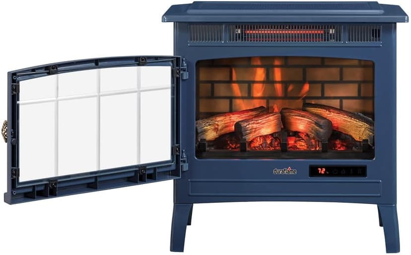 duraflame Freestanding Electric Fireplace Stove Heater with 3D Flame Effect for 1,000 Sq. Ft. Room, Navy