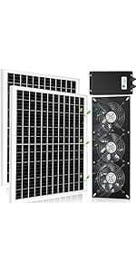 Solar 3 Fan Kit, 25W Solar Panel Powered Exhaust Fan for Outdoor Chicken Coop, Greenhouse & Shed, Intake or Exhaust Air for Cooling, IP67 Waterproof, 3500RPM, 15 FT Long Cord
