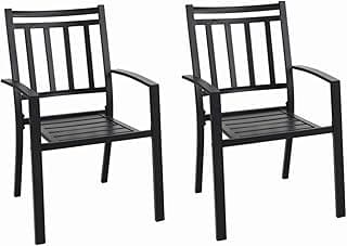 MFSTUDIO Outdoor Patio Dining Chairs Set of 2 Metal Stackabe Chair for Garden, Bistro, Lawn, Backyared, Support 300LBS
