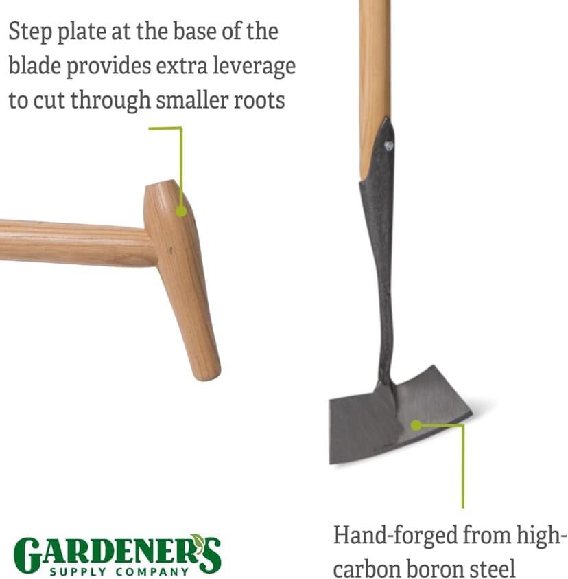 Gardener's Supply Company Lifetime Dutch Hoe | High-Carbon Boron Steel Blade & 54" Long European Ash Wood T-Handle | Easy to Use Gardening Tool