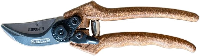 Professional Hand Pruning Shear, Forged Metal Body, Sap Groove to Prevent Sticking, 2 Locking Positions, Recycled Cork Handle Grip, C1200
