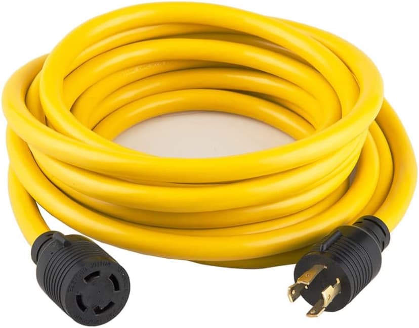 75FT Heavy Duty Generator Locking Power Cord NEMA L14-30P/L14-30R,4 Prong 10 Gauge SJTW Cable, 125/250V 30Amp 7500 Watts Yellow Generator Lock Extension Cord with UL Listed