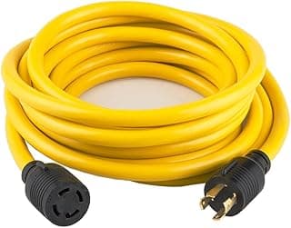 75FT Heavy Duty Generator Locking Power Cord NEMA L14-30P/L14-30R,4 Prong 10 Gauge SJTW Cable, 125/250V 30Amp 7500 Watts Yellow Generator Lock Extension Cord with UL Listed