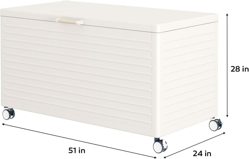 134 Gallon Large Outdoor Deck Box with Wheels, Storage Box with Lid for Patio Furniture, Garden Tools, Outdoor Cushion, Latte