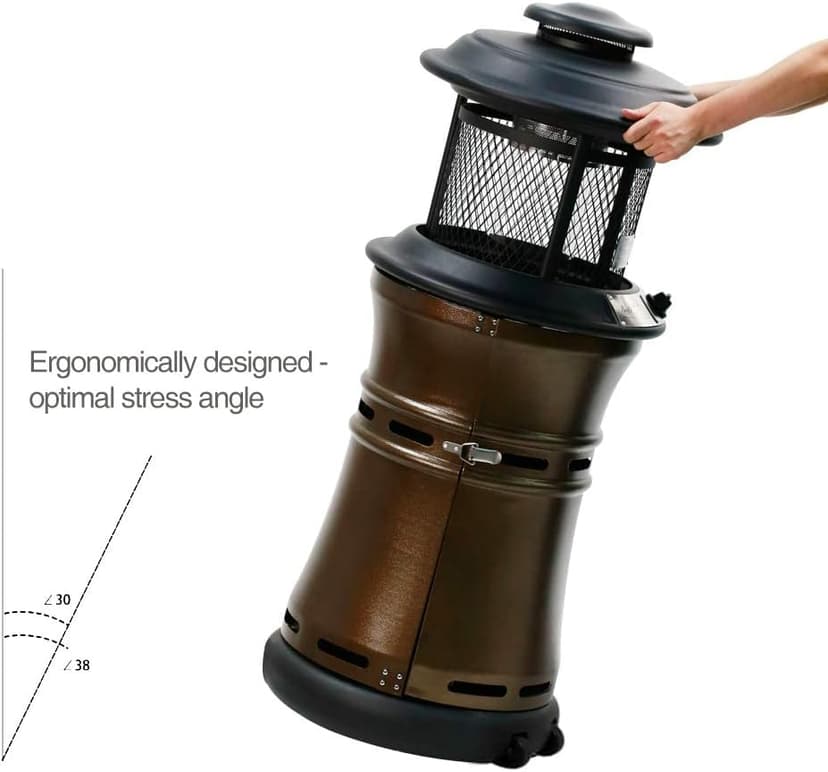 BALI OUTDOORS Gas Patio Heater - Floor-Standing Outdoor Commercial Heater, Round Dancing Flame, Wheels, Glass Tube, Suitable For Balcony, Veranda, BBQ Party