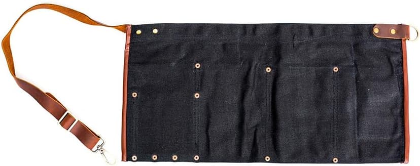 Luchuan Waterproof Waxed Canvas Tool Apron With the Adjustable Genuine Leather Belt (Black)