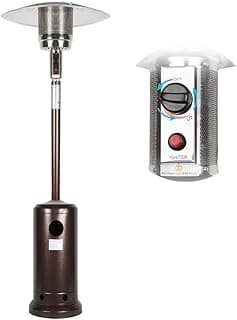 Outdoor Mushroom Heater Patio Propane 48,000 BTU for Outdoor Heating Deck Heater with Umbrella Dome and Wheeled Floor-standing Rust Free for Patio Porch and Backyards