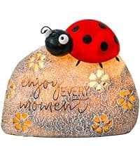TERESA'S COLLECTIONS Cardinal Garden Decor for Outside, Red Bird Outdoor Statues with Solar Lights, Resin Garden Ornament for Lawn Porch Yard, Robin Gifts for Women Mom, 6"