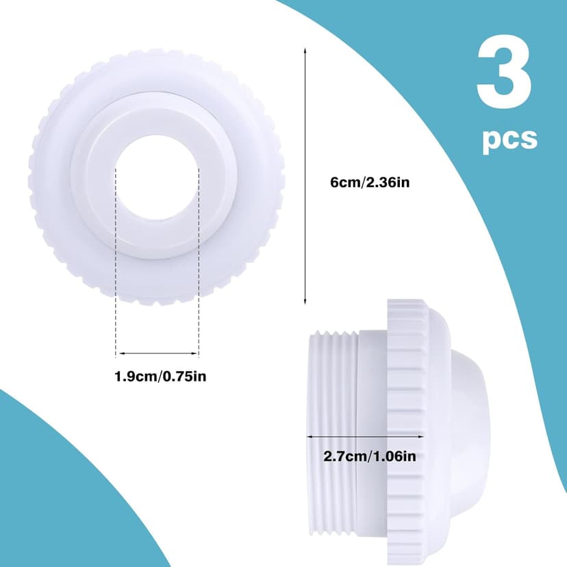 3 Pieces 3/4-Inch pool jet nozzles SP1419D Opening Water Directional Flow Inlet Pool Return Jet Fittings Spa with 1-1/2 Inch MIP Thread