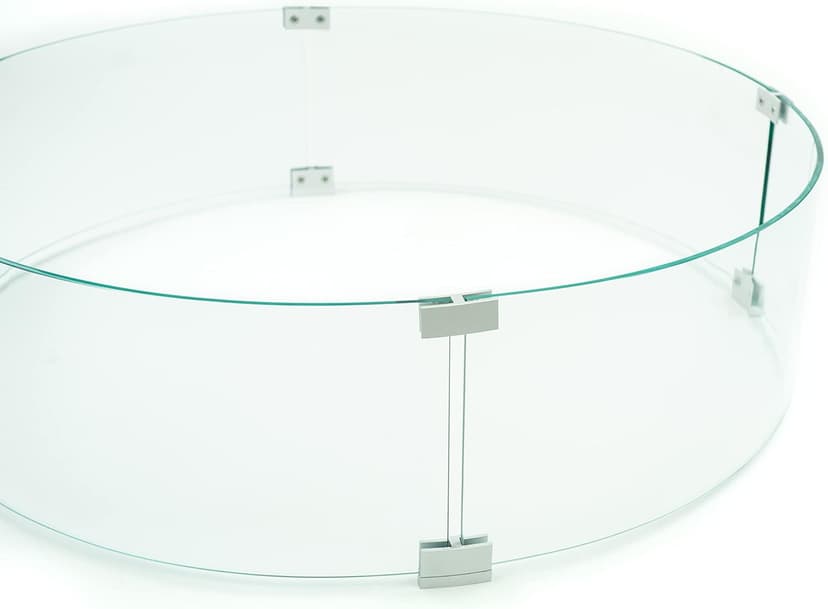 AMS Fireplace 36" Round Fire Pit Glass Wind Guard | Clear Tempered Glass Flame Protective Pane. Wind Resistant with Aluminum Corner Bracket