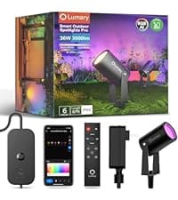 Lumary Smart Pathway Light Pro 700LM, RGBAICW Color Changing Landscape Lights with 8 Adjustable 355° Spot Lights IP65 Waterproof, 48FT Wired Outdoor Landscape Lighting, WiFi APP/Voice/Remote (4 Pack)