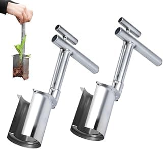Bulb Planter Tool, 2025 New Plant and Fruit Tree Seedling Transplanter, Stainless Steel Seed Planting Tools, Easy Transplanter Garden Tools for Seed Planting (2PCS)