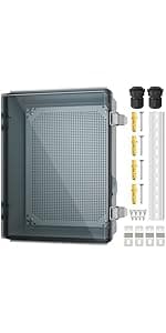 Joinfworld Lockable Outdoor Weatherproof Electrical Box for Electronics Outside 11.4x7.5x5.5 Weather Proof Electrical Box Plastic Nema 4 Enclosure Clear