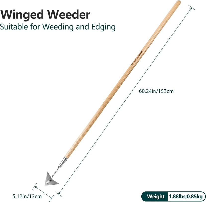 Triangle Hoe, 60'' Winged Weeder Garden Hoes with Long Wood Handle, Gardener Stainless Steel Warren Hoe, Garden Weeder Hoe Tool for Quickly Weeding, Edging and Gardening Tools
