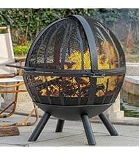 22 in Outdoor Small Fire Pit,Durable firepit with Mesh Lid,Log Grate,and Fire Poker,Fire Pits for Outside Backyard.Deck.Camping and Picnic