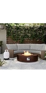 SUNBURY Outdoor Fire Pit Propane Round Fire Pit Table Fire Column, Stonecrest 40,000 BTU Gas Fire Pits for Outside w Lava Rocks, Waterproof Cover, CSA Certified