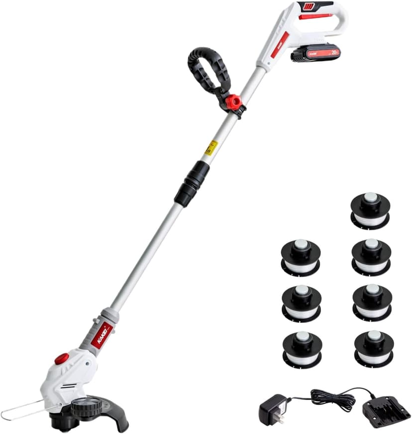 20V Cordless Grass Trimmer with 260mm Cutting Width & 8000RPM | 45Min Runtime, 3-5H Charge, 10 Extra Blades, 4D Rotating Head & Flower Protector for Lawn Edging