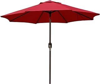 Blissun 9' Outdoor Patio Umbrella, Outdoor Table Umbrella, Yard Umbrella, Market Umbrella with 8 Sturdy Ribs, Push Button Tilt and Crank